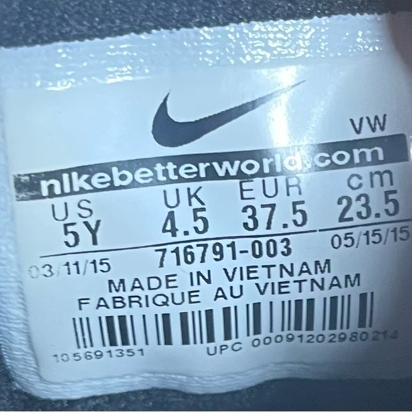 Nike Max Premiere Womens Size 6.5 (5Y) Running Shoes Black Yellow 716791-003 - Picture 8 of 8